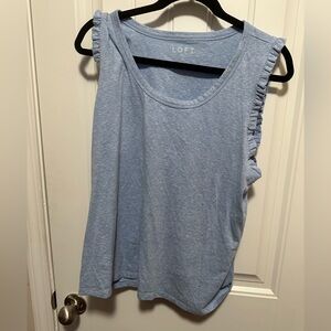 Loft light blue tank with ruffles